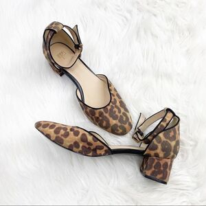 CAbi Kiki Leopard Print Calf Hair Ankle Strap Shoes